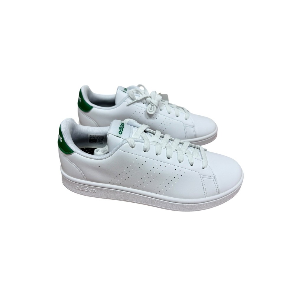 Adidas Advantage Mens 8 White Green Sneakers Low Top Shoes GZ5300 NEW